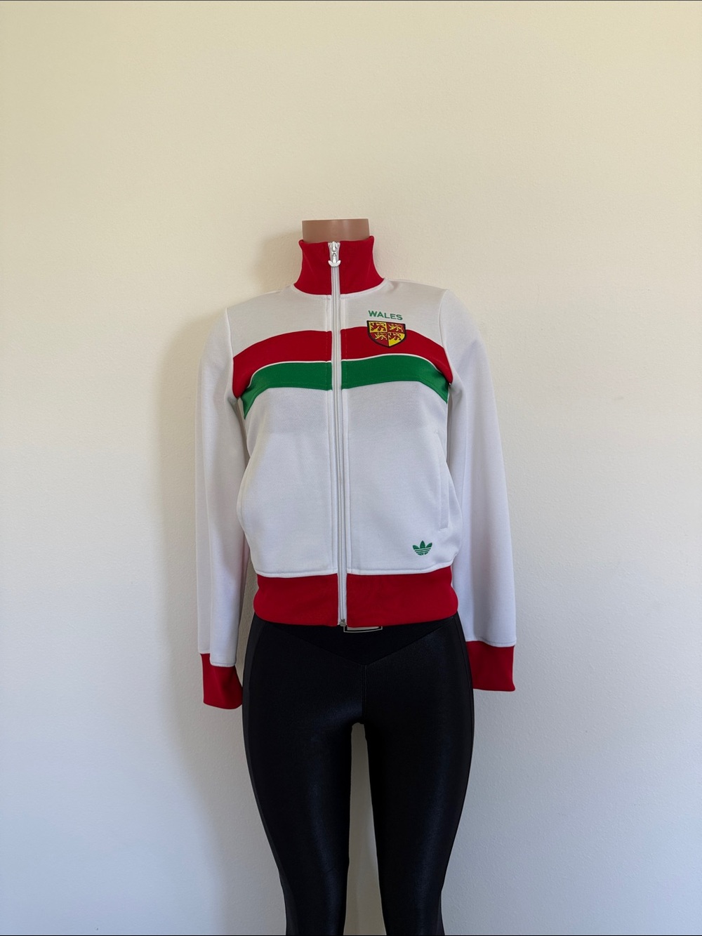 adidas White Red & Green Wales Track Jacket size small vintage